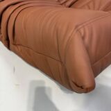 Canapé Togo français en cuir de vachette épais couleur cognac, signé Michel Ducaroy pour Ligne Roset