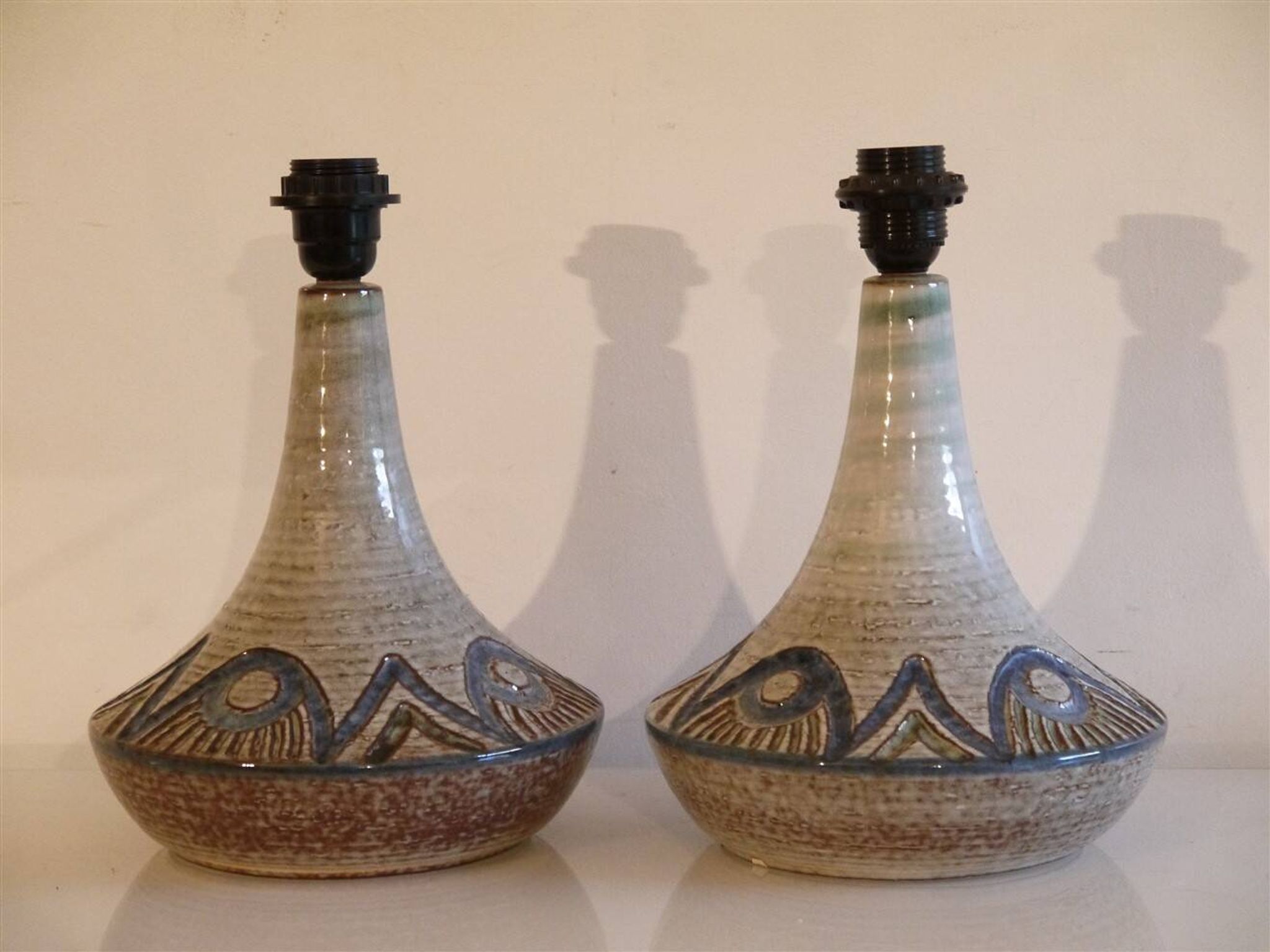 Pair of Danish ceramic lamps by Arne Fine Nielsen, 1970.