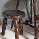 Vintage solid turned wood tripod stool