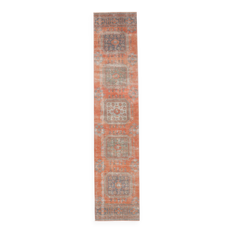 Turkish Terracotta Vintage Runner Rug, 75x357Cm