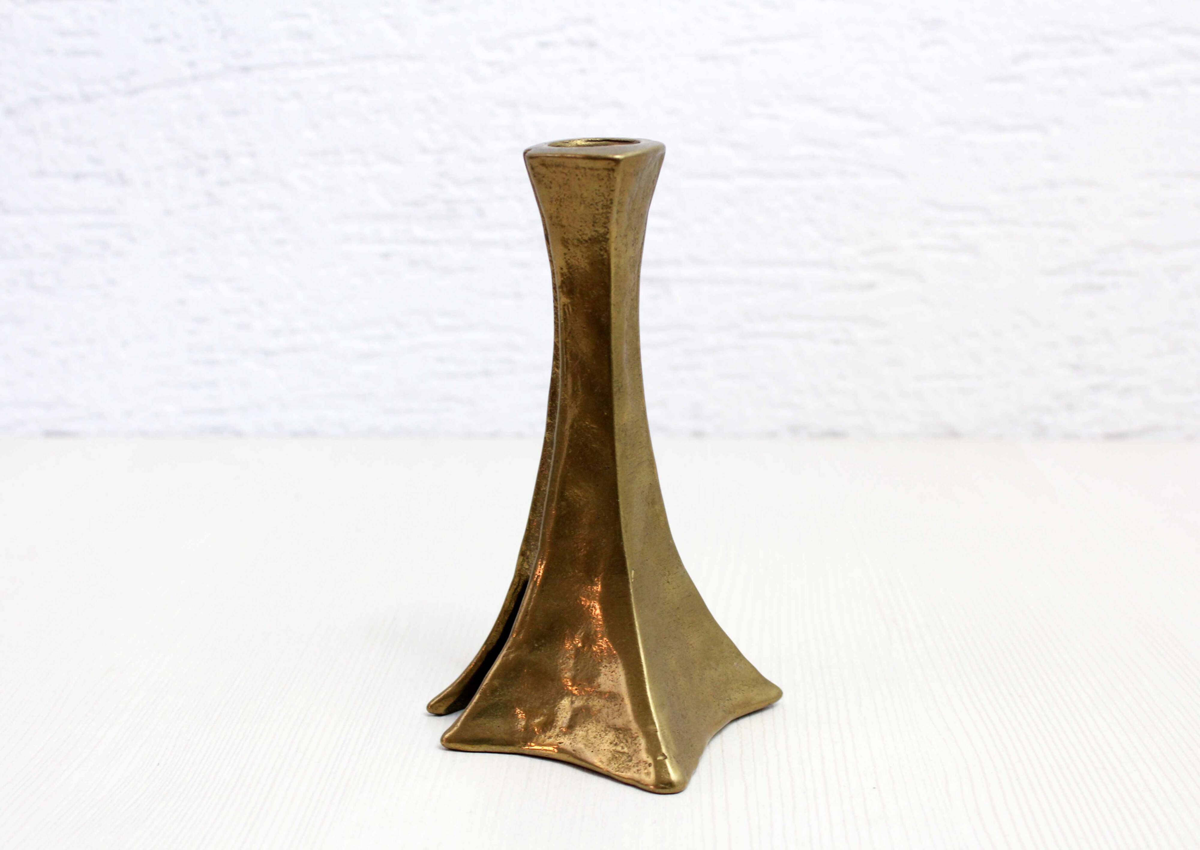 Brutalist bronze candle holder