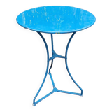 Guéridon / petite table de jardin ancienne en métal bleue