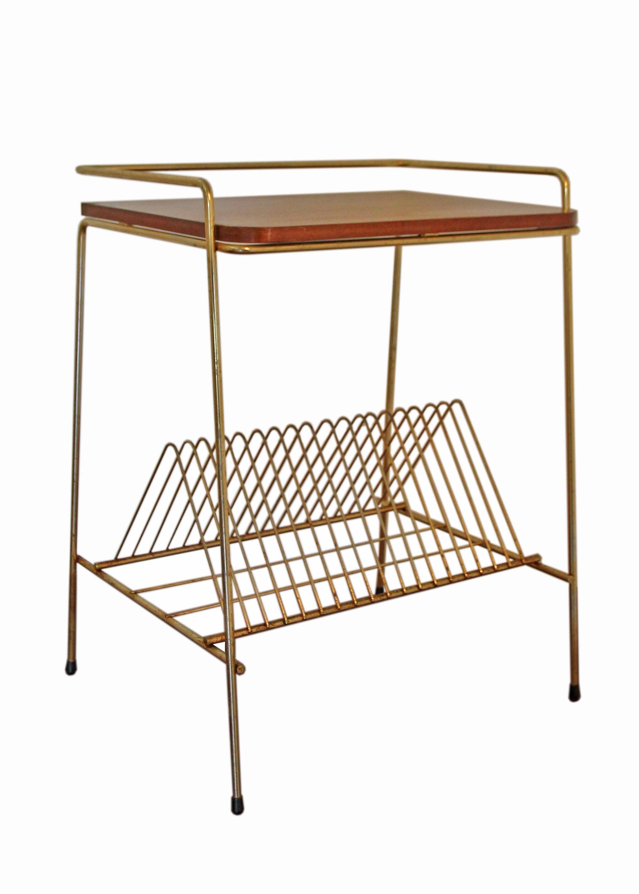 Vintage magazine rack end table, 1960s