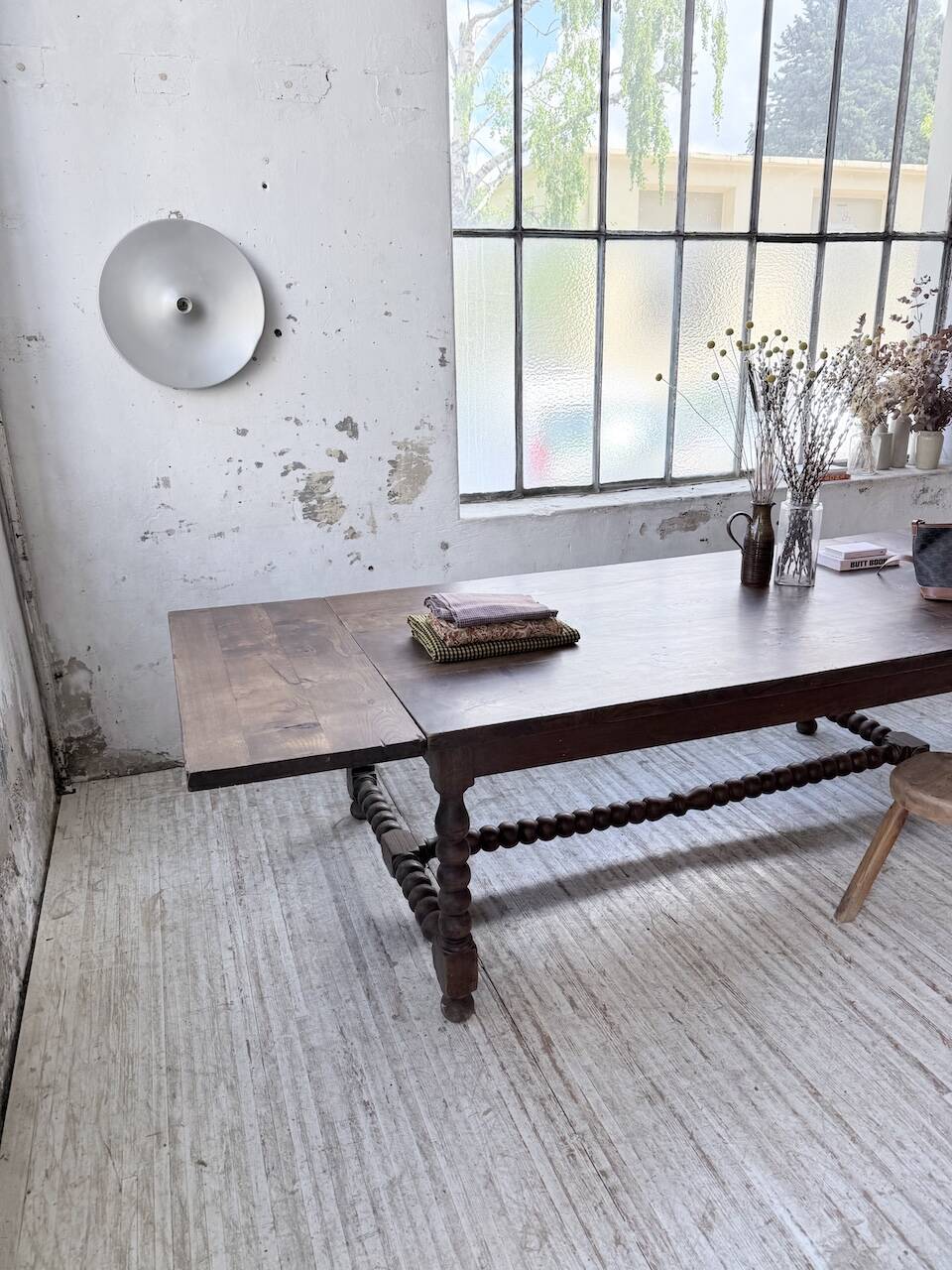 Solid oak table 1900 drapery style XL 280cm with extensions