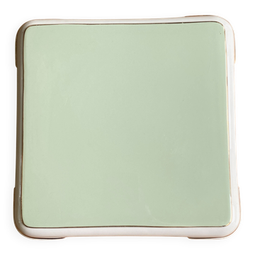Important vintage trivet in celadon green faience by Villeroy & Boch.