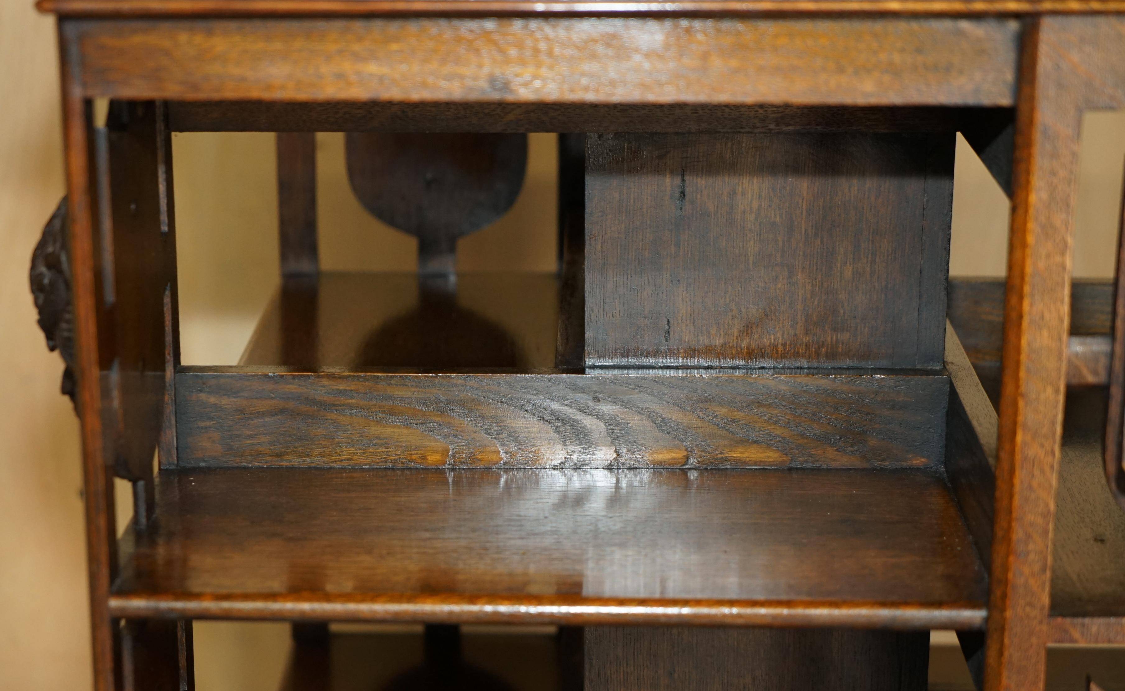 Antique Art Nouveau Victorian hand-carved revolving library.