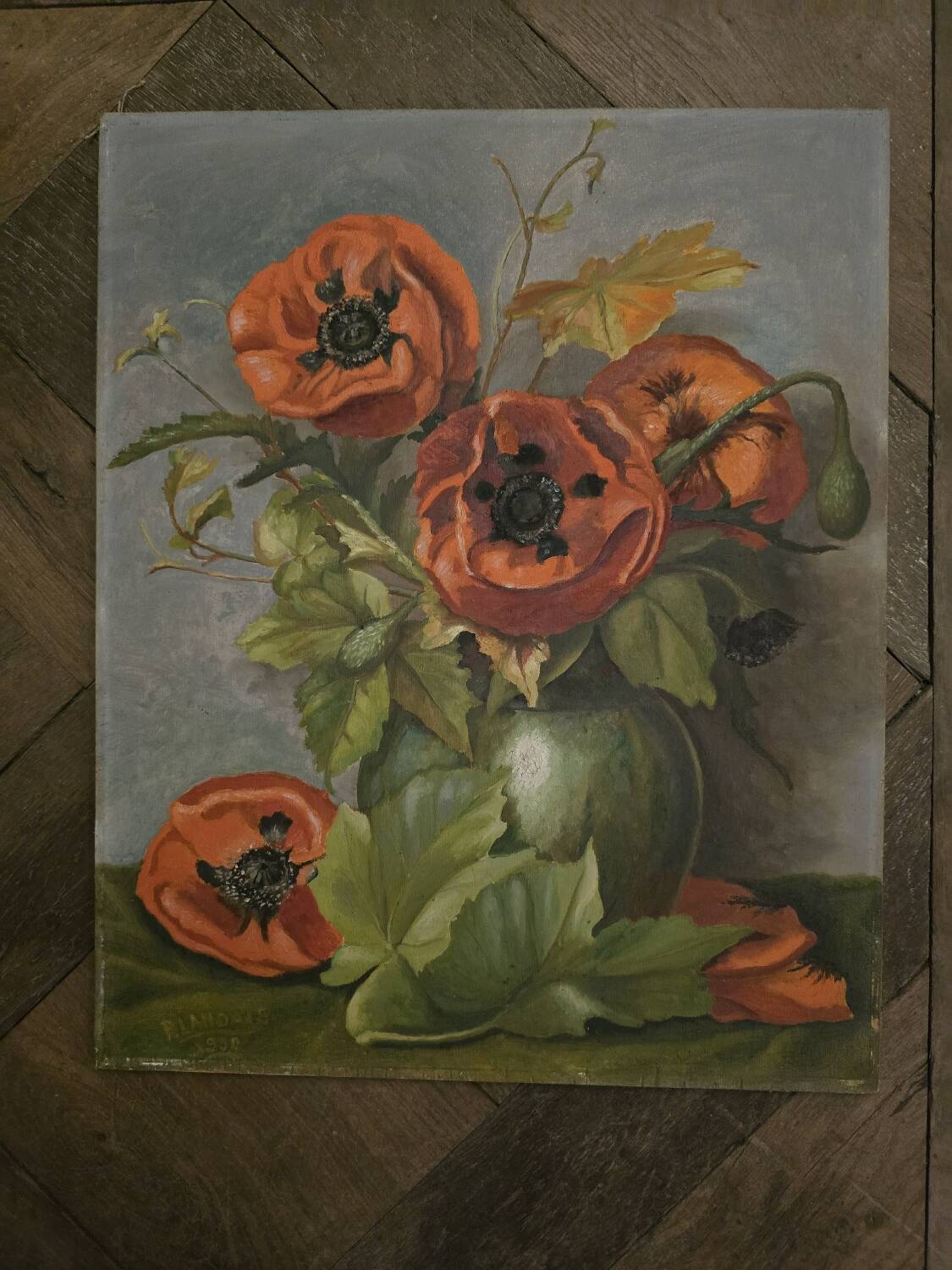 Oil on panel poppies