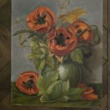 Oil on panel poppies