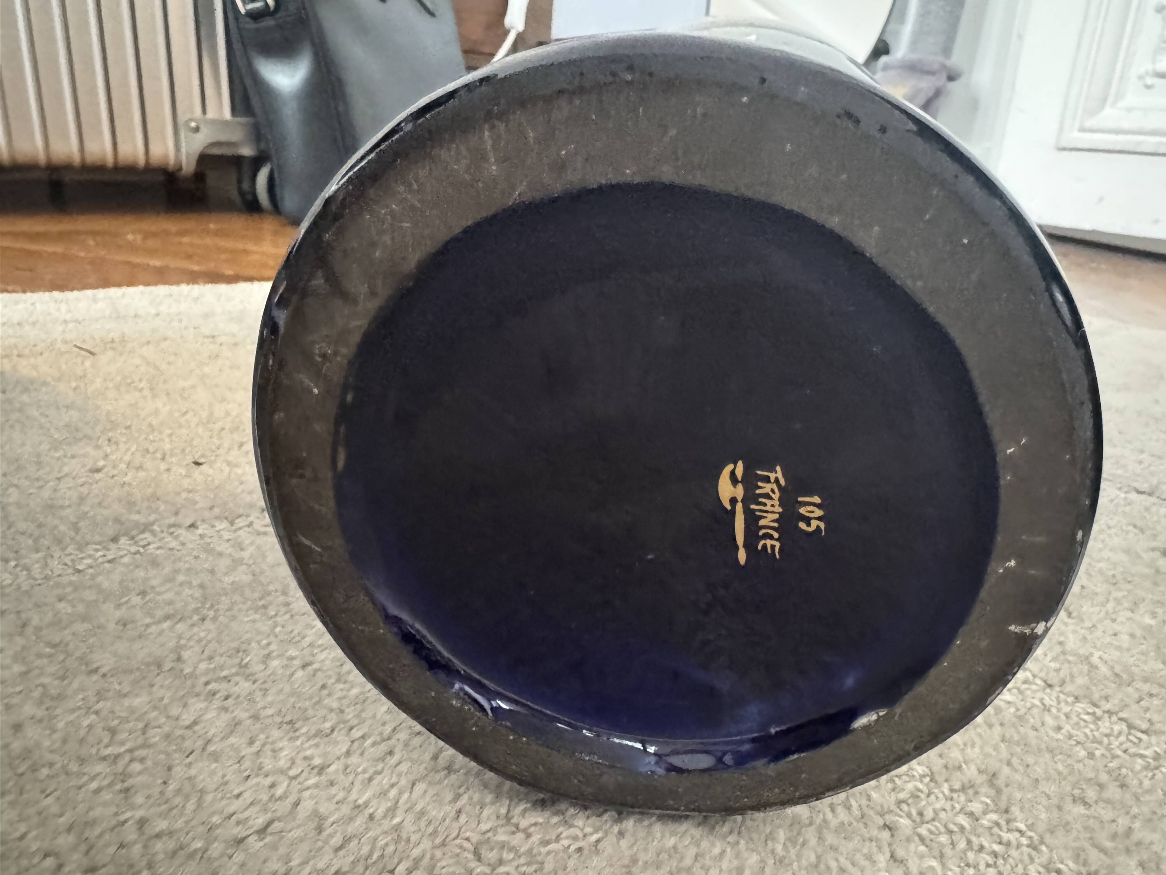 Paire de vases Gustave Asch bleu de Tours – décor Empire doré