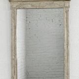 Travertine and Brass Marquetry Console Table and Mirror, 1970s, Set of 2