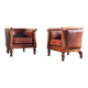Vintage pair of 20th century Danish Leather Chairs, ca. 1930s