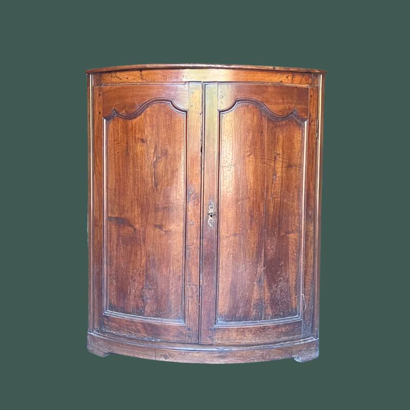 Pair of antique quarter-round corner cabinets in solid wood – Louis XV style