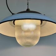 Industrial Blue Enamel Factory Pendant Lamp in Cast Iron from Zaos, 1960s