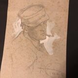 Jeune homme de trois quart à la cigarette signé Collasson Daniel (XIXe- XXe siècle)