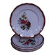 6  Assiettes plate en demi porcelaine signée FB Décor floral