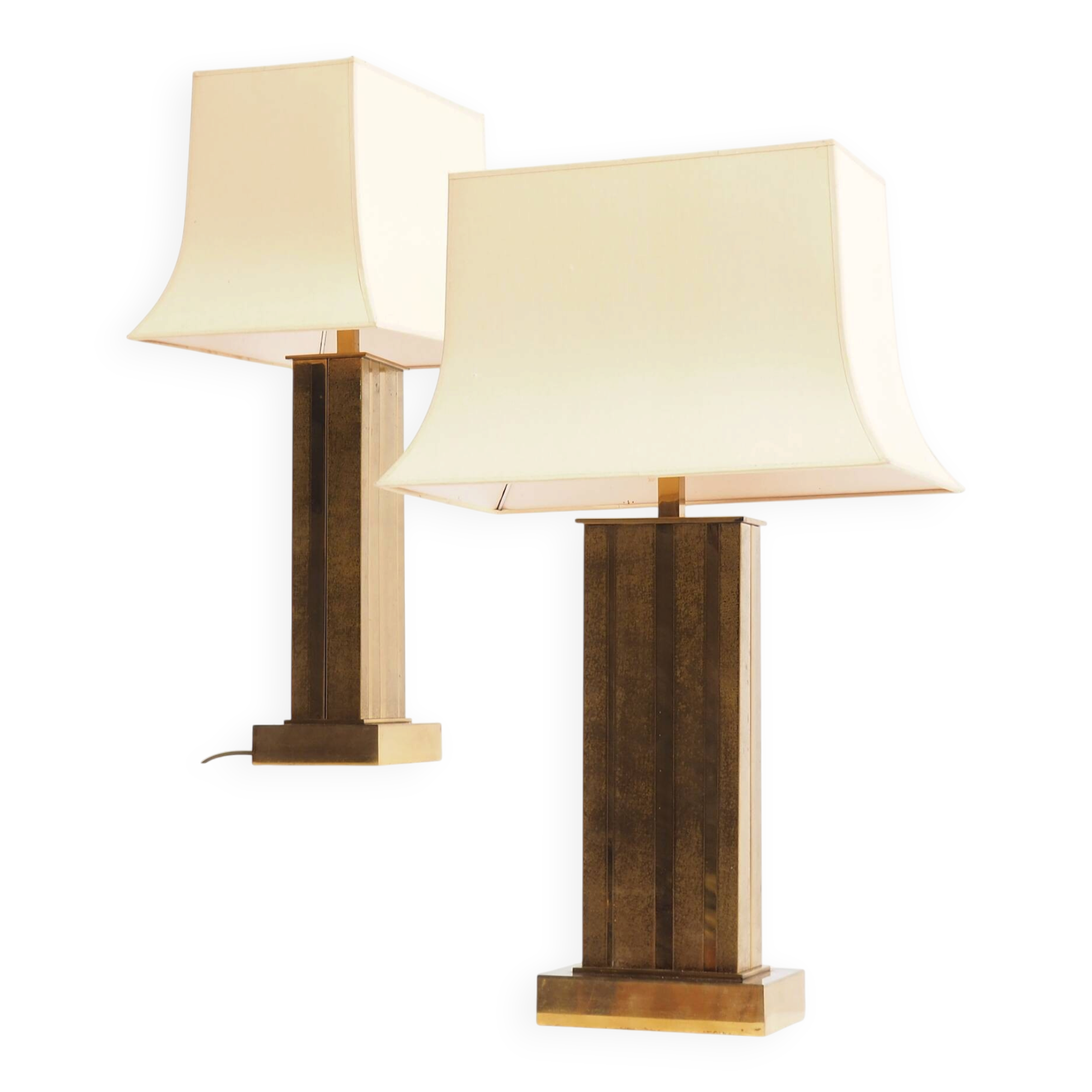 Pair of Large Brass Table Lamps by Willy Daro, Belgium, 1970s