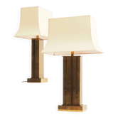 Pair of Large Brass Table Lamps by Willy Daro, Belgium, 1970s