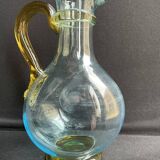 Glassware-crystallery of Portieux - 1 broc and 2 glasses - Napoleon III - Colored blown glass - G