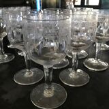 Product BHV Series of 6 glasses chiseled mid-XXth.