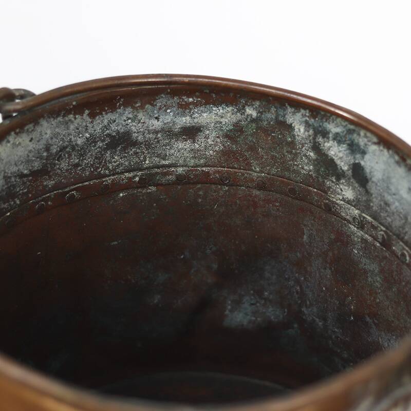 Antique worn Wabi Sabi red copper bucket