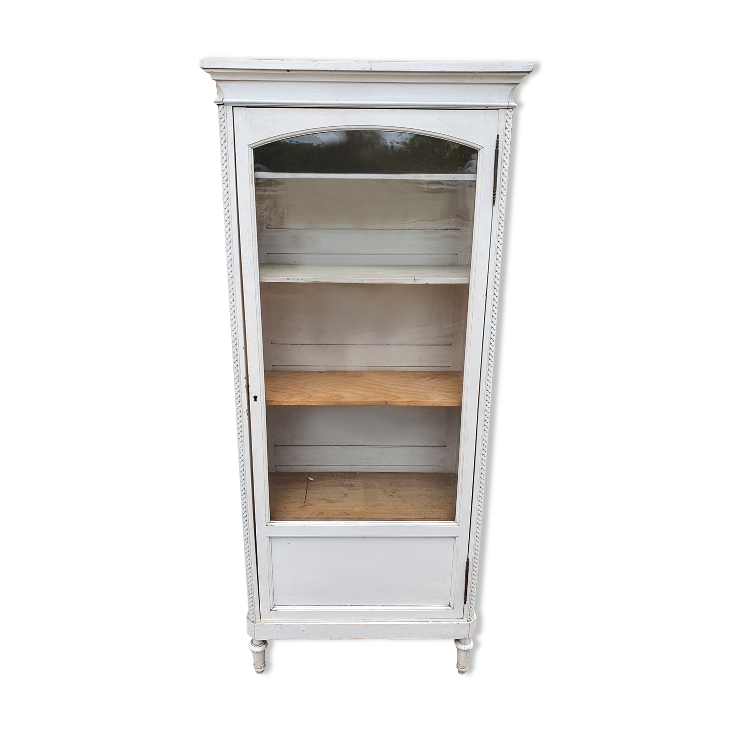 Old grey patinated showcase