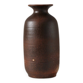 Unglazed Brown Ceramic Vase, Germany, 1960s