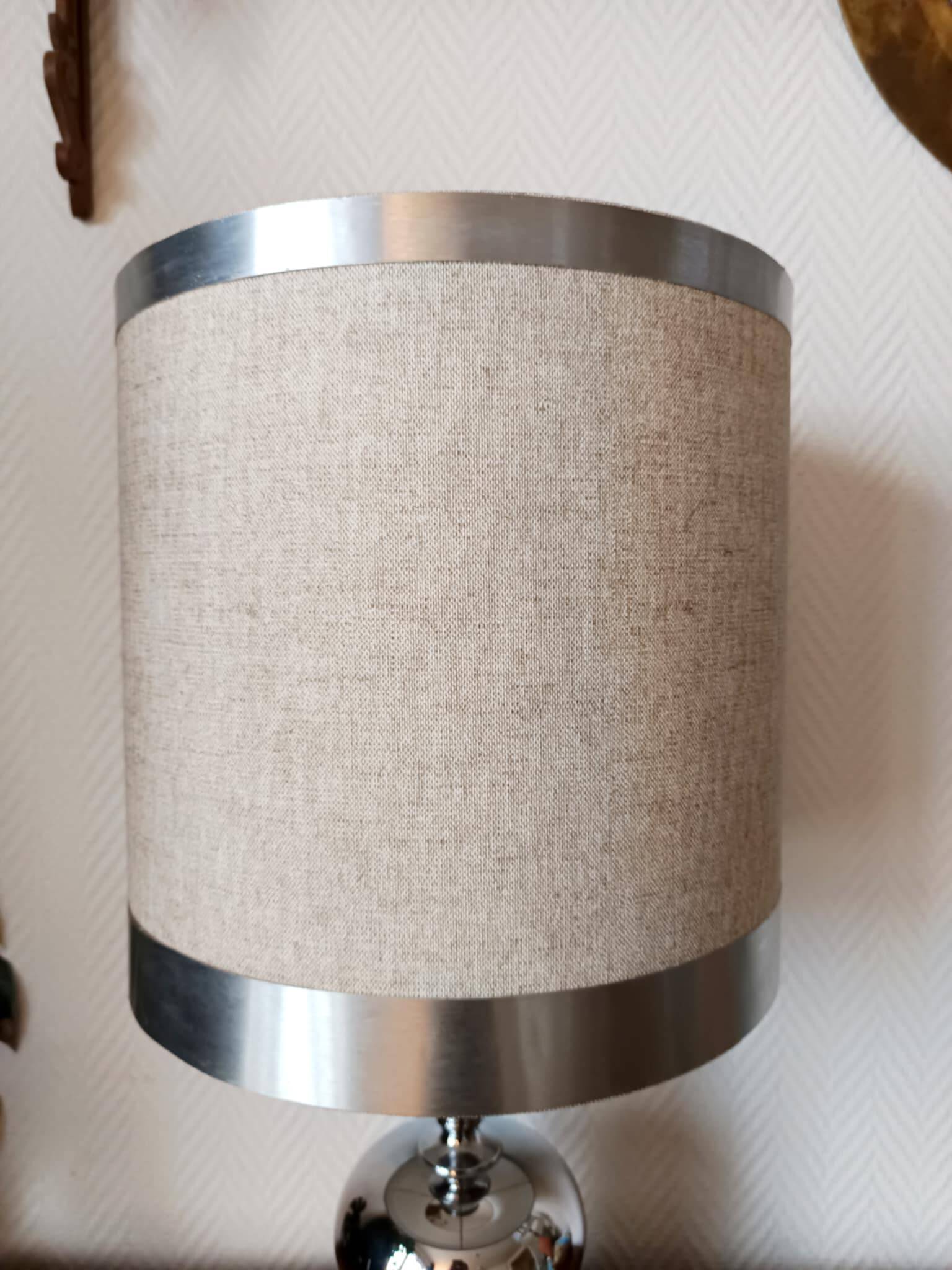 Chrome lamp in the style of Philippe Barbier, 1970.