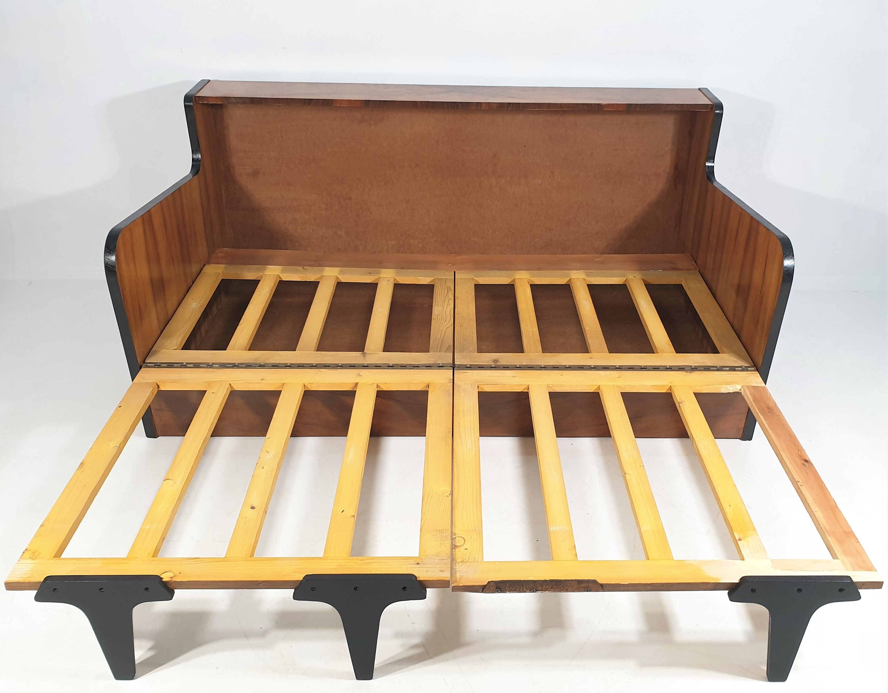 Art deco walnut sofa bed, 1960s