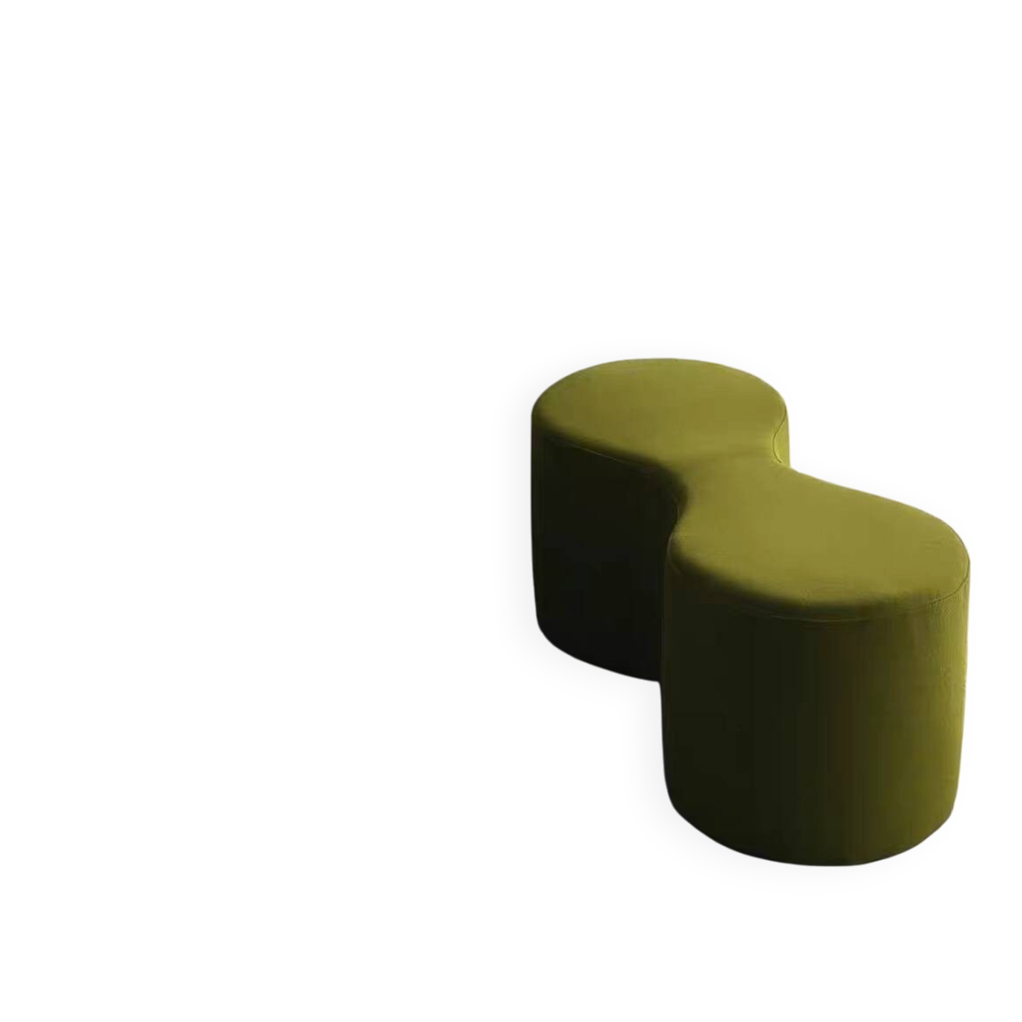 Double organic pouf "Peanut" in matte olive green fabric – Design Con