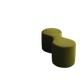 Double organic pouf "Peanut" in matte olive green fabric – Design Con