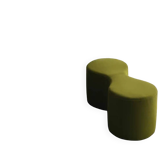 Pouf double organique "Cacahuète" en tissu mat vert olive – Design Con