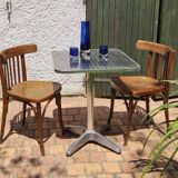 Set of 2 vintage wooden bistro chairs