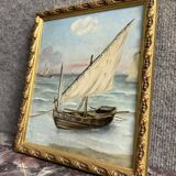 Marie C: tableau huile sur toile marine au voilier époque Napoléon III