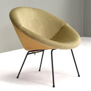 Fauteuil en velours en forme de cercle, années 1950