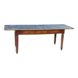 Farmhouse table, late 19th/early 20th century, 6 drawers, slate top 2