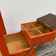 Orange wooden sewing box 1960 1970