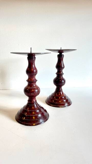 BOUGEOIRS Vintage Patinated Metal Candle Holders