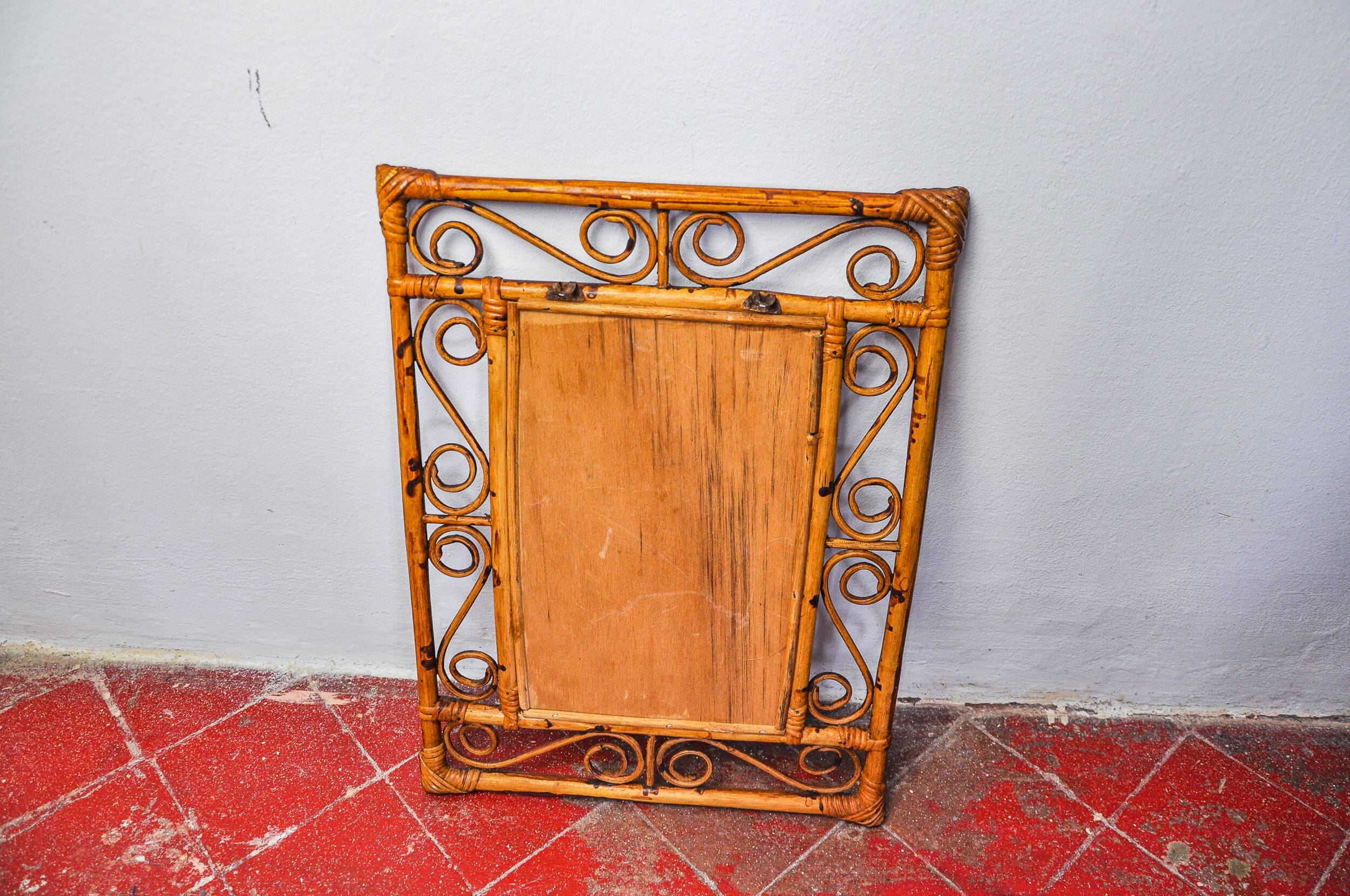 Bamboo mirror by Franco Albini for Bonacina, Italy 1960