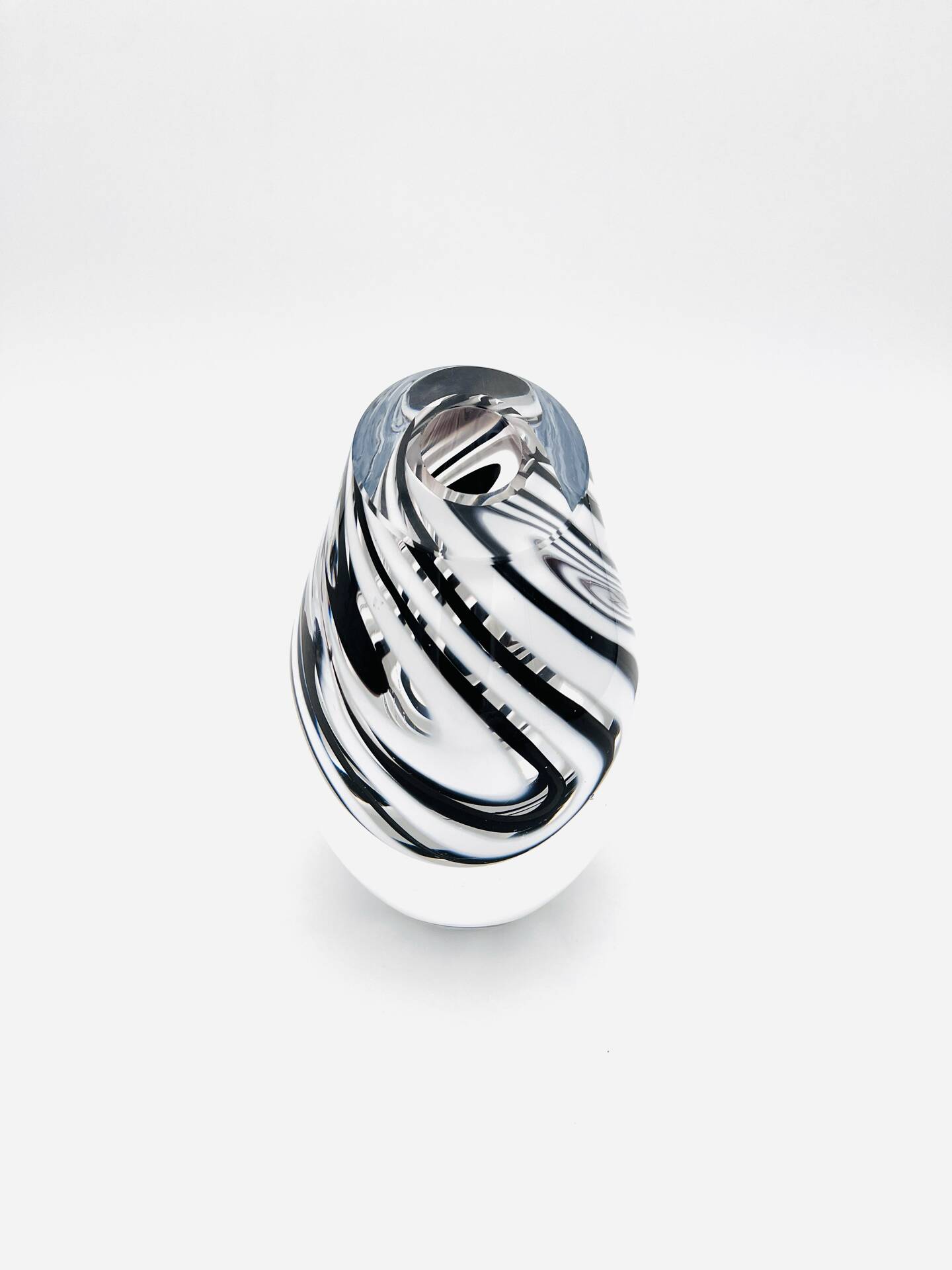 Murano Vase - Sommerso with Stripes - Black & White - 1990