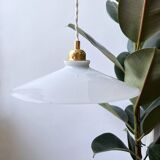 Vintage flat opaline pendant light from the 40s and 50s - large model - several copies available