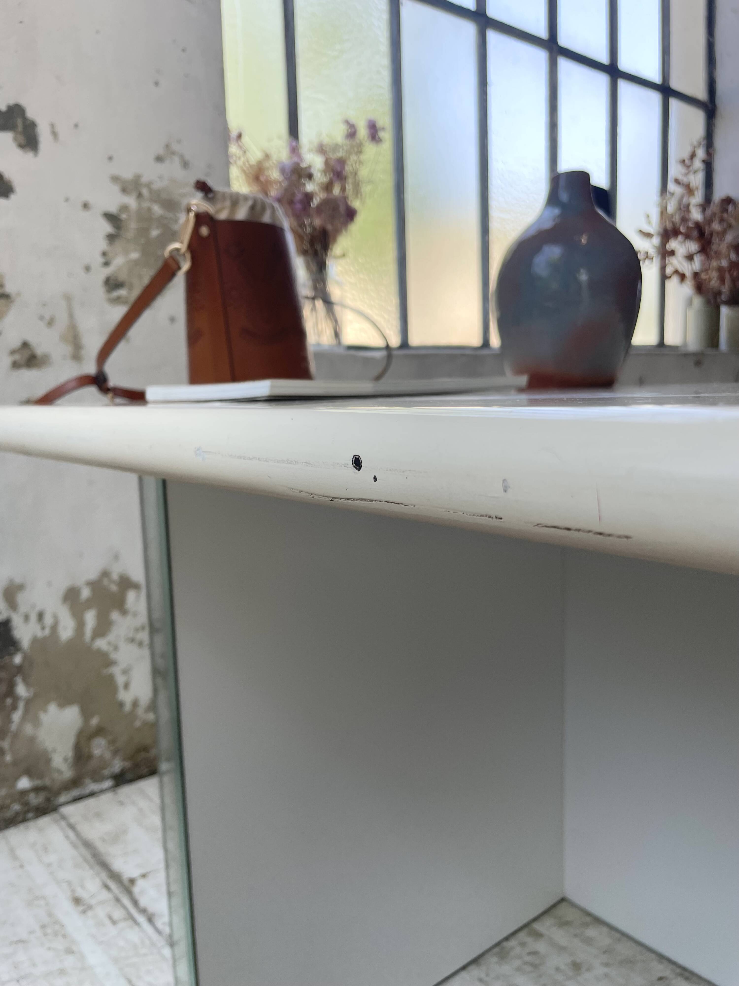 80s lacquered desk and mirror