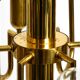 Three staged 18 arm Mid Century brass chandelier with a long brass rod