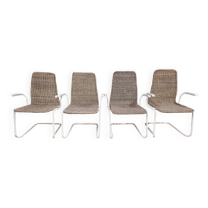 set de 4 fauteuils osier