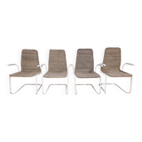 Set of 4 wicker armchairs 1970