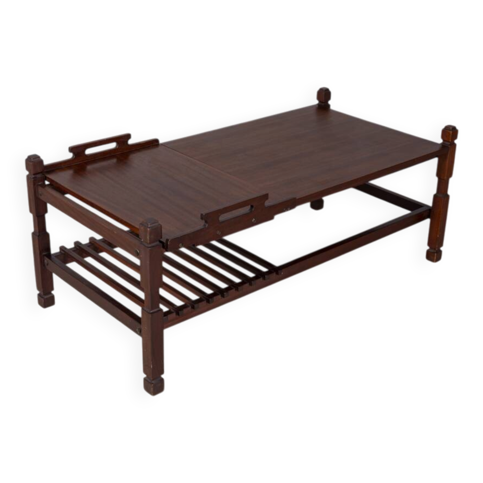Vintage 1960s coffee table with pull-out tray, Italian design