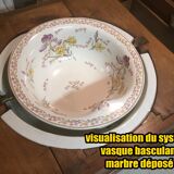 Meuble de salle de bain antique-art avec vasque basculante faïence fleurie