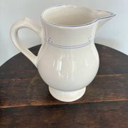 White pitcher with blue trim - Niderviller France