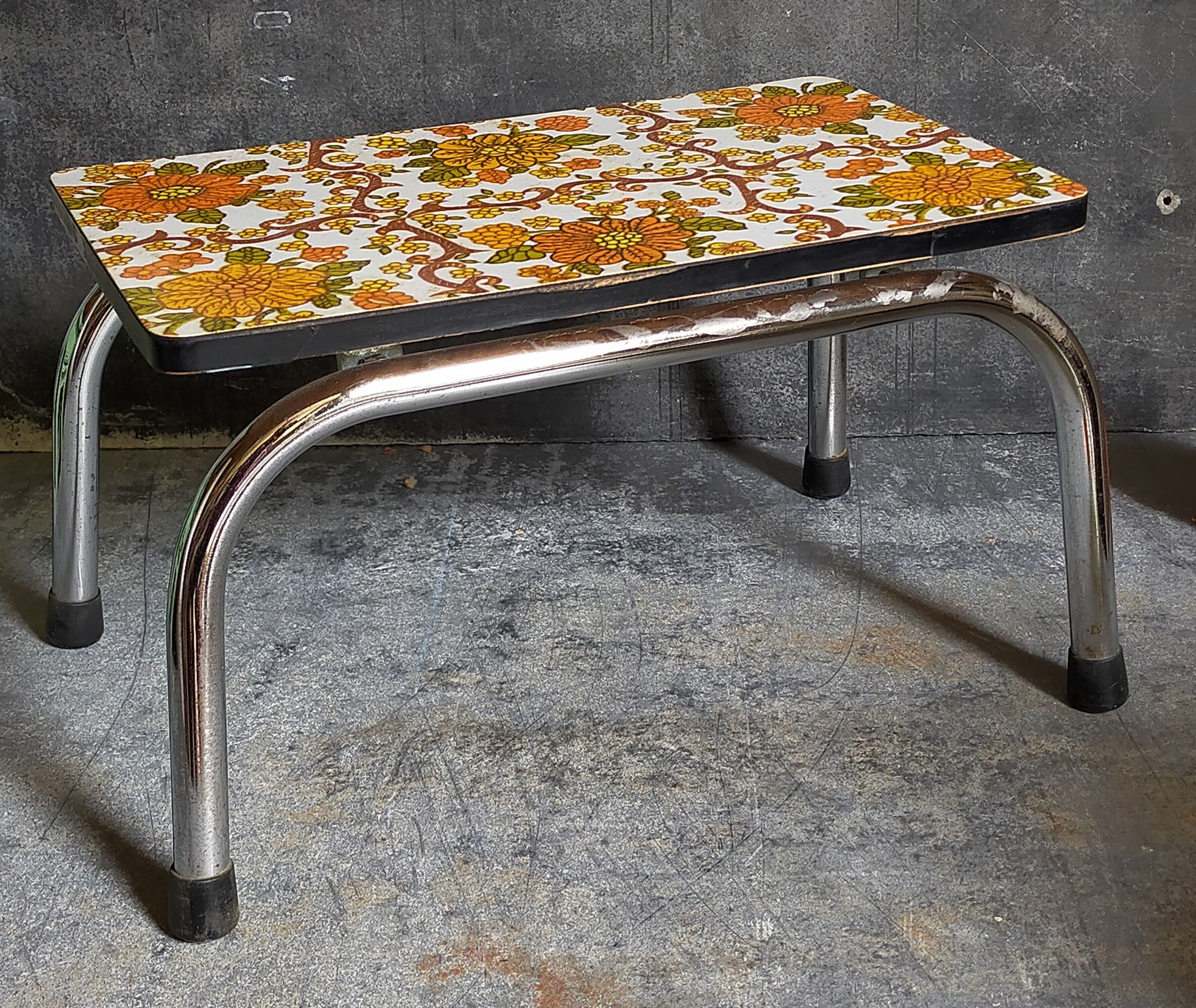 Vintage floral formica footrest stool