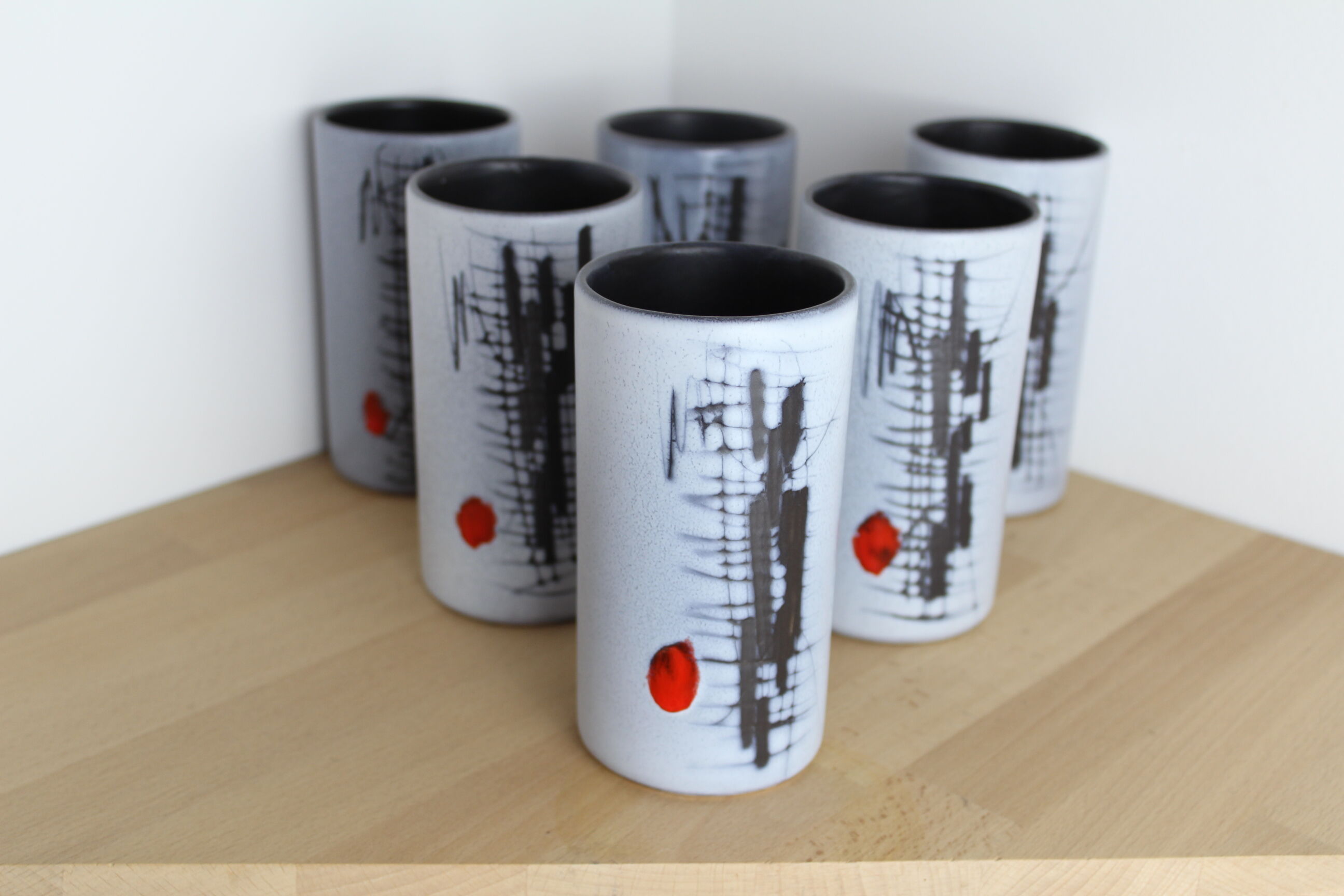 Set of 6 cups François Caleca Vallauris, ceramics