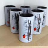 Set of 6 cups François Caleca Vallauris, ceramics